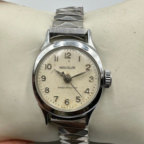 3/$30 Vintage Westclox Watch Women Silver Manual Wind Not Working Parts Repair - Picture 1 of 12